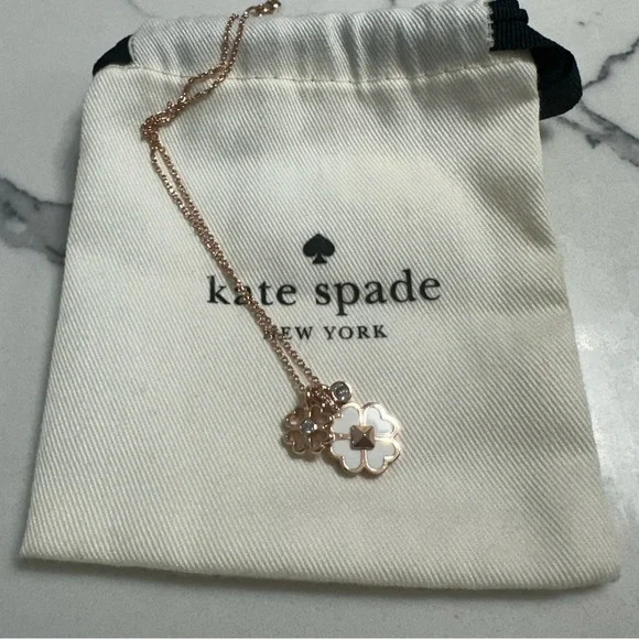 Kate Spade Spades & Studs Charm Pendant Necklace in White - Picture 6 of 6